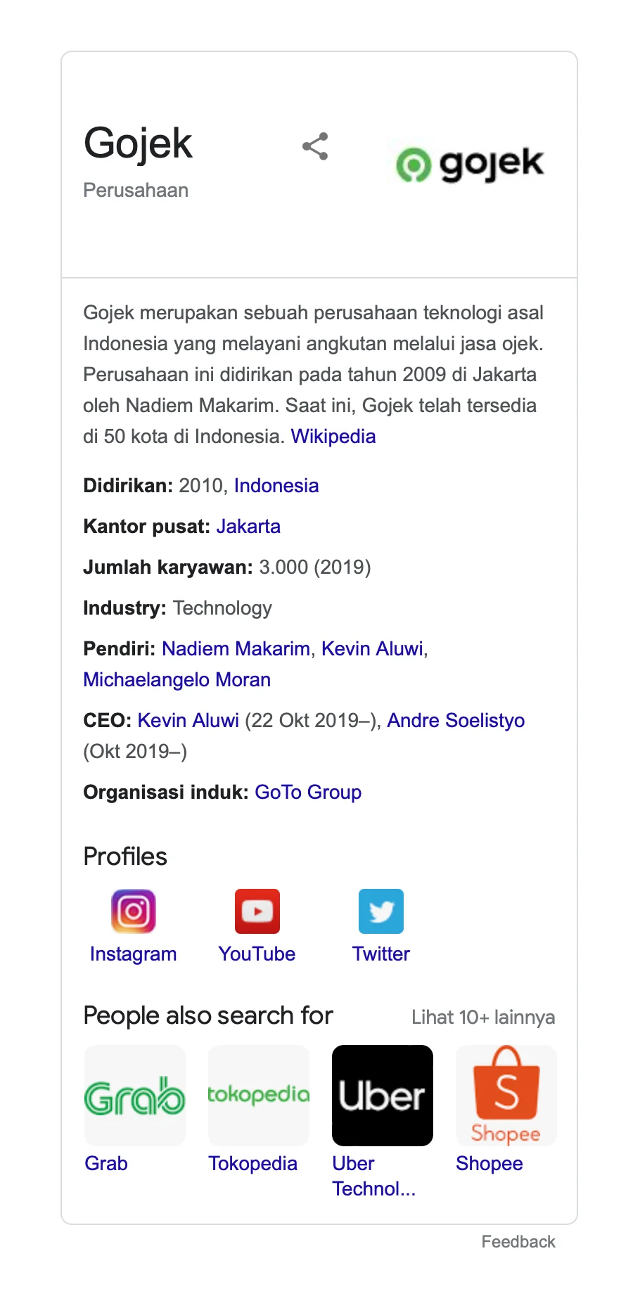 Knowledge Panel Google Gojek - Mengenal: Struktur Dan 16 Fitur Di Hasil Pencarian Google (Serp)