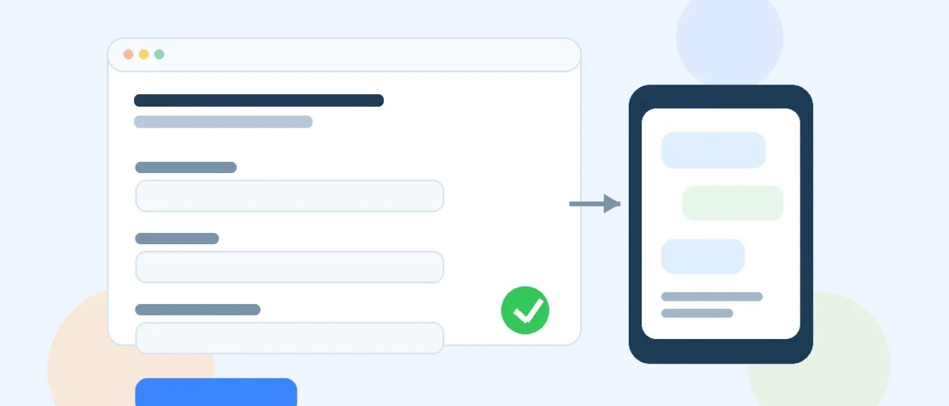 Ilustrasi form lead Meta Ads untuk jasa lokal dengan field screening dan tampilan chat follow up